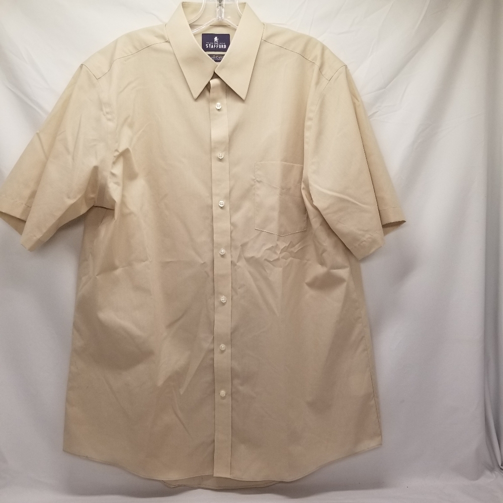 Stafford Tailored Regular Fit Shirt Men Size 16 1/2 Short Sleeve Button Up
